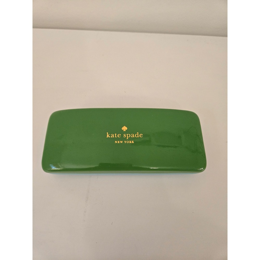 Kate Spade New York Green Hard Shell Eyeglass Case Blue Interior Eyelash Graphic